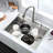 Stain 30 In Drop-In Kitchen Sink With Large Capacity & 3.5" Drain Rust Stainless Steel Basket Strainer Extra Basin