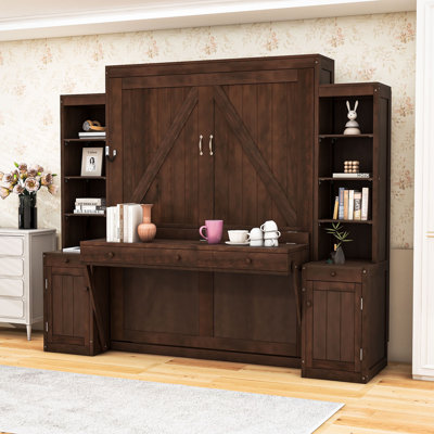 Murphy Bed with Cabinets, Drawers and Built-In Desk