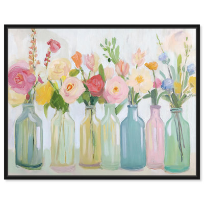 Art floral sur toile en bouteille