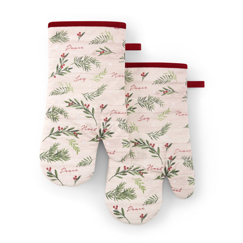 Gants de cuisine Threadmade Holiday Tree Trimmings, ensemble de 2, rouges - 18 cm (L) x 33 cm (l)