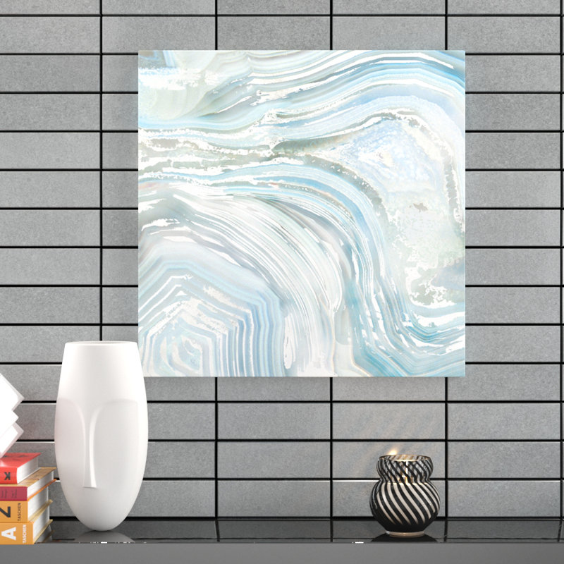 Agate in Blue II, impression sur toile tendue, H 12 po x l 12 po x P 1,5 po, Toile tendue, Pas de tapis