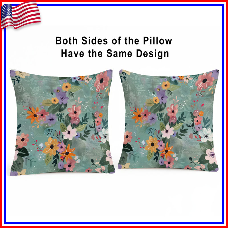 Coussin Floral, 14 X 14 pouces