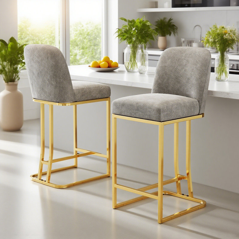 Ensemble de 2 chaises de salle à manger modernes, tabourets de bar minimalistes en tissu avec sièges rembourrés pour îlot de cuisine, bar personnel, restaurant et comptoir