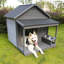 Niche pour chien avec toit en bois massif et grande terrasse