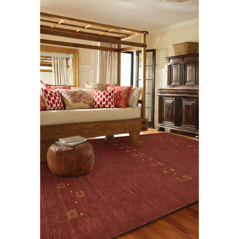 Gava Hand Loomed Wool Oriental Area Rug in Terra Cotta, Runner 2'6" x 9'