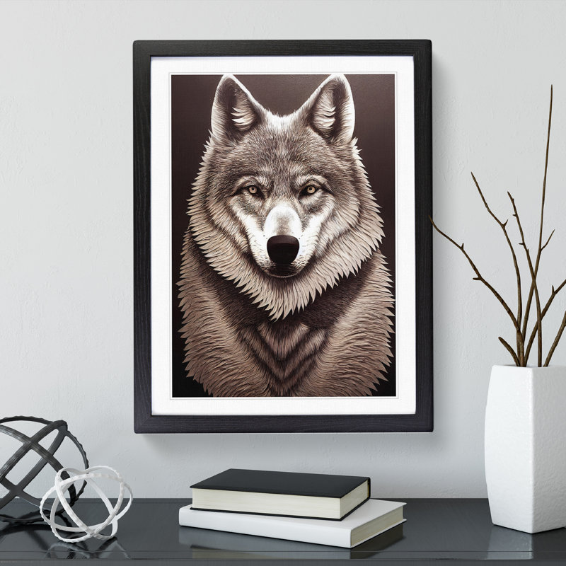 Amazing Wolf - Print, Black Framed Paper, 66cm H x 48cm W, White