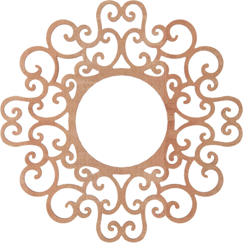 Médaillon de plafond ajouré en bois d'aulne 24 po x 9 pi 8 po x P 3/8 po Reims, Cerisier, H 22 po x l 22 po x P 0,25 po