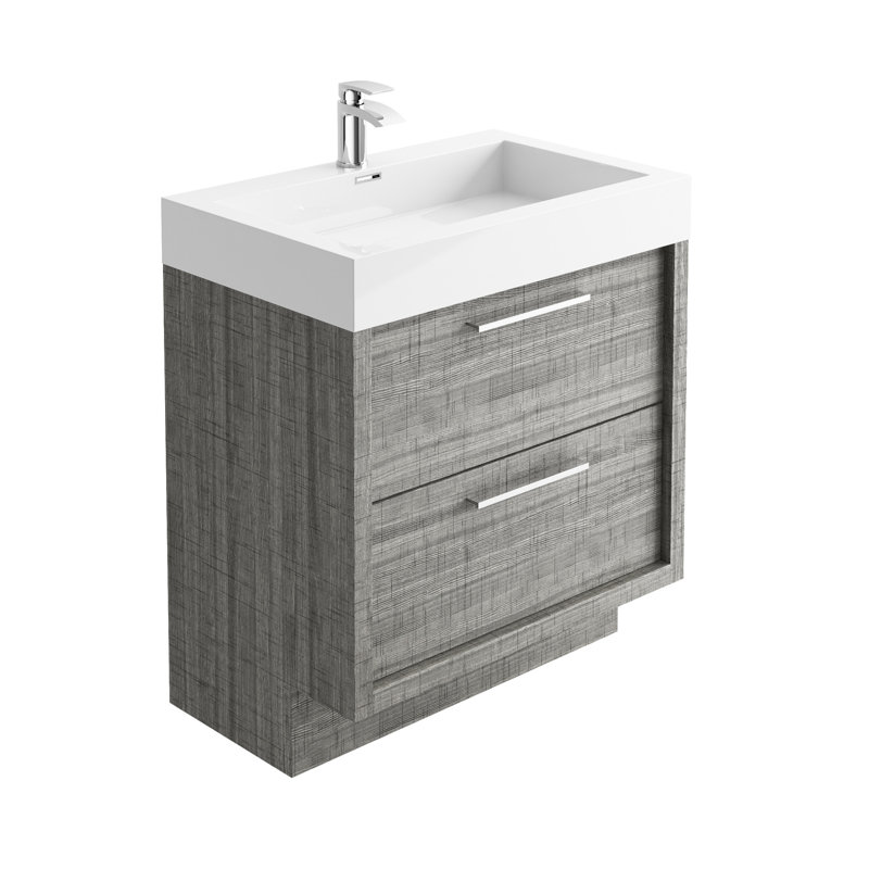 Walker 750mm Single Bathroom Vanity with Integrated Resin Basin, Grey Ash
