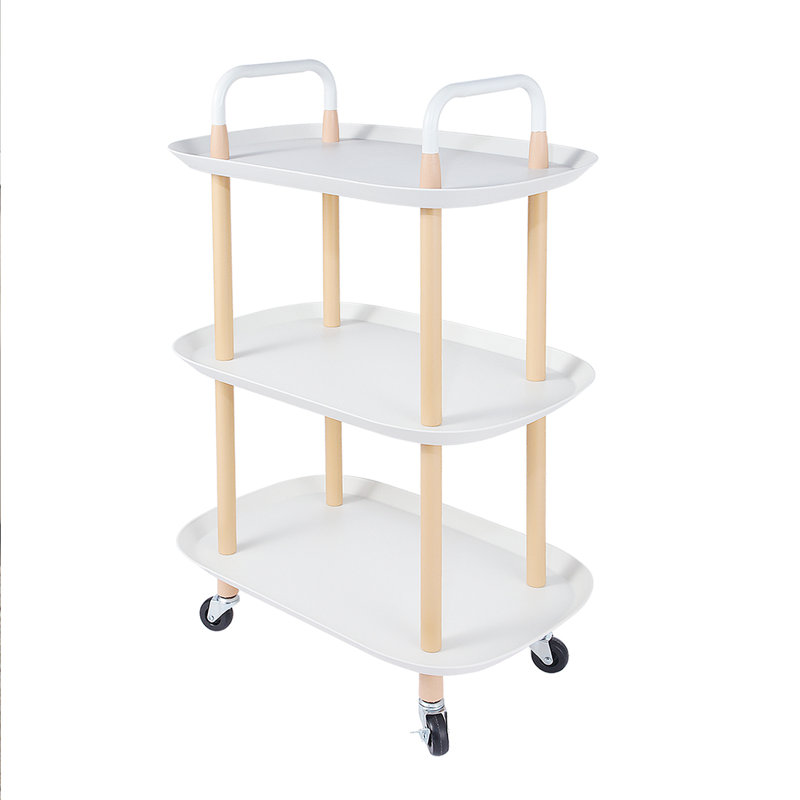 3 Tier Rolling Storage Utility Cart Heavy Duty Craft Cart with Wheels Handle White Furniture Office