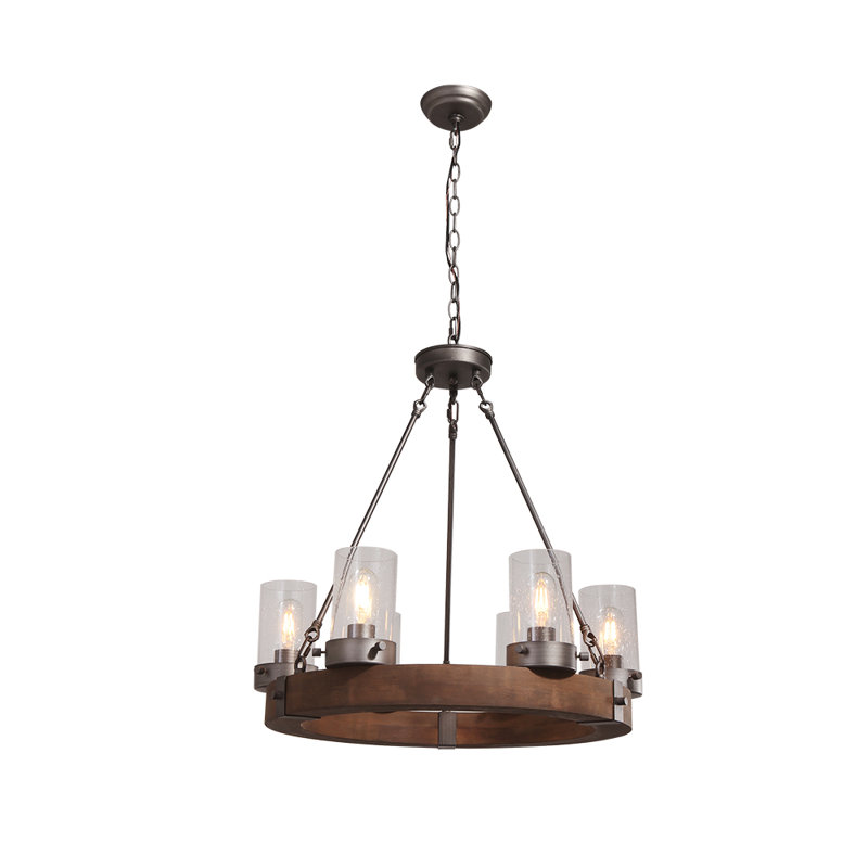 Manette 6 - Light Iron Dimmable Wagon Wheel Chandelier
