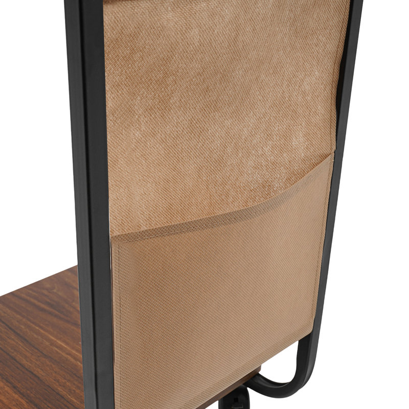Table d'appoint en forme de C avec roulettes de frein, Brun, Noir, noir, noir, noir