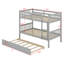 Lit superposé simple au dessus d'un lit simple - Lit gigogne, échelle, garde-corps de sécurité et convertible en lits simples-280287454