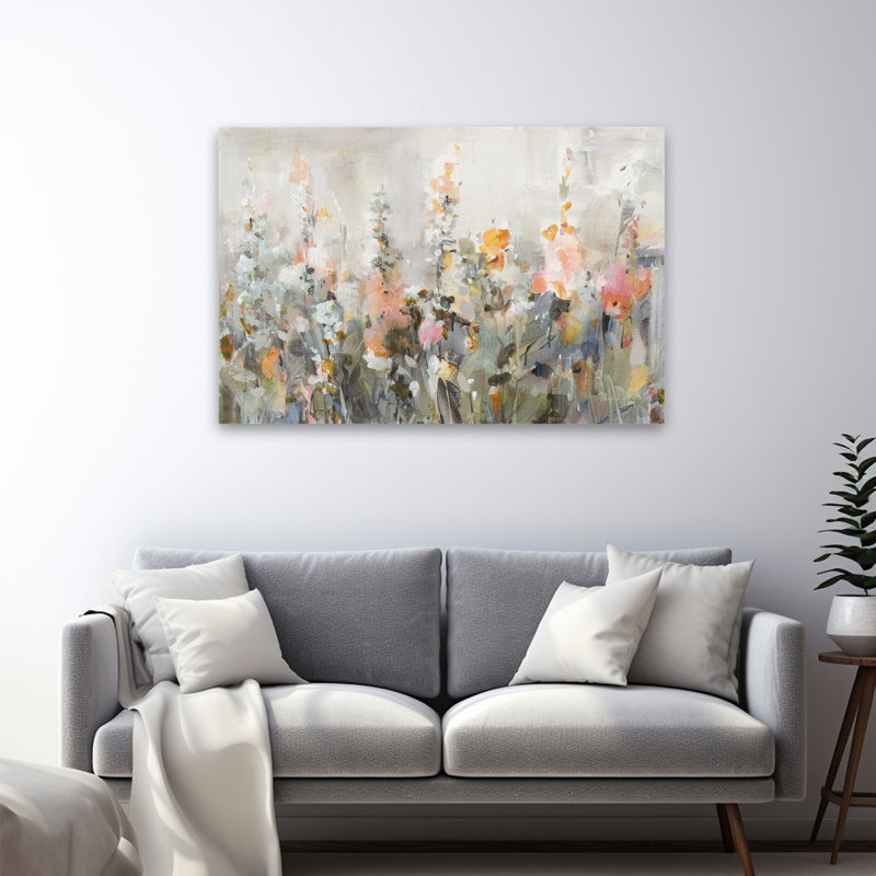 Abstrait - pêche de jardin rustique, H 32 po x l 48 po