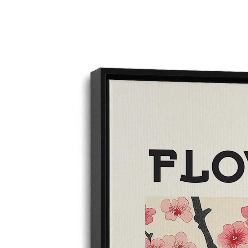 Marché aux fleurs de Tokyo, Cadre flottant noir satiné, H 36,75 po x l 24,75 po