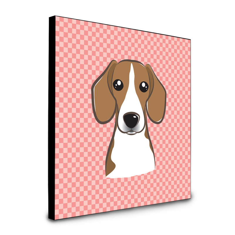 Panneau mural d’art Dungorbery, Rose, Beagle brun foncé