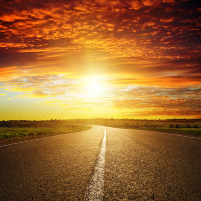 " Sunset Over Road "