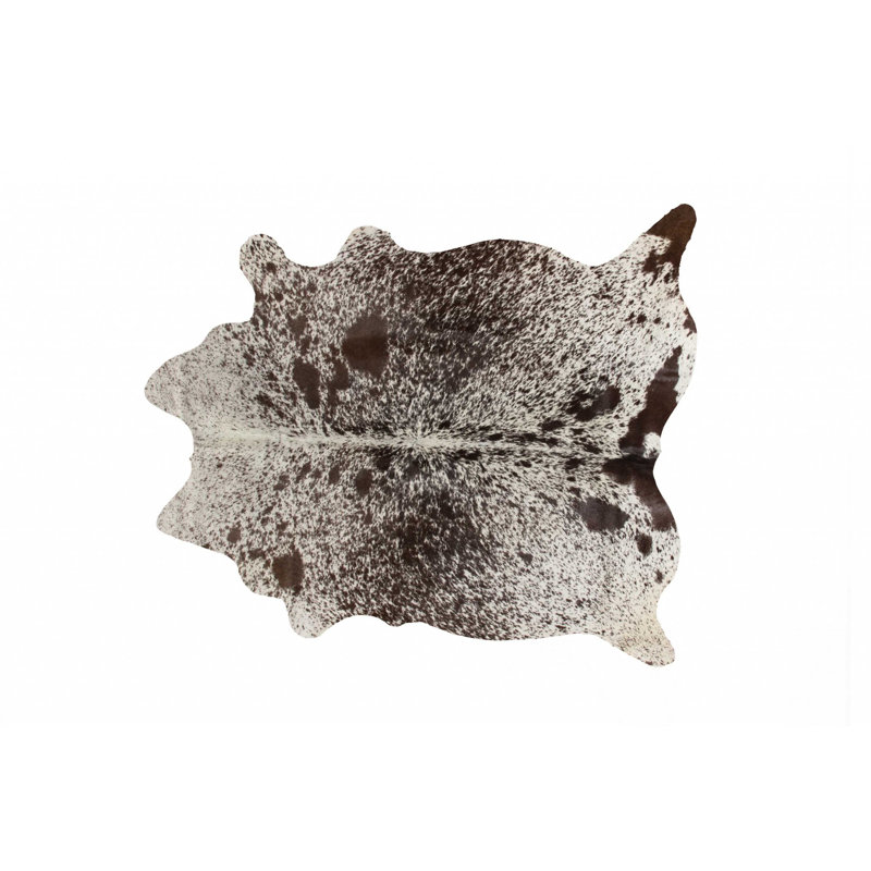 Brown and White Cowhide Handmade Area Rug, 5' x 7'