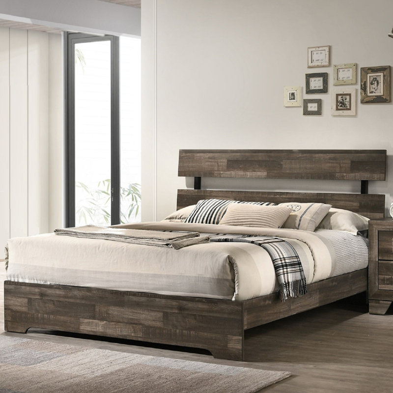 Lit plateforme Dolins, Brun rustique, Grand