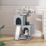 Duan 34" Cat Tree, Kitten Tower Condo Cat House with Scratching Post, Toy Ball, Ramp and Perch Bed