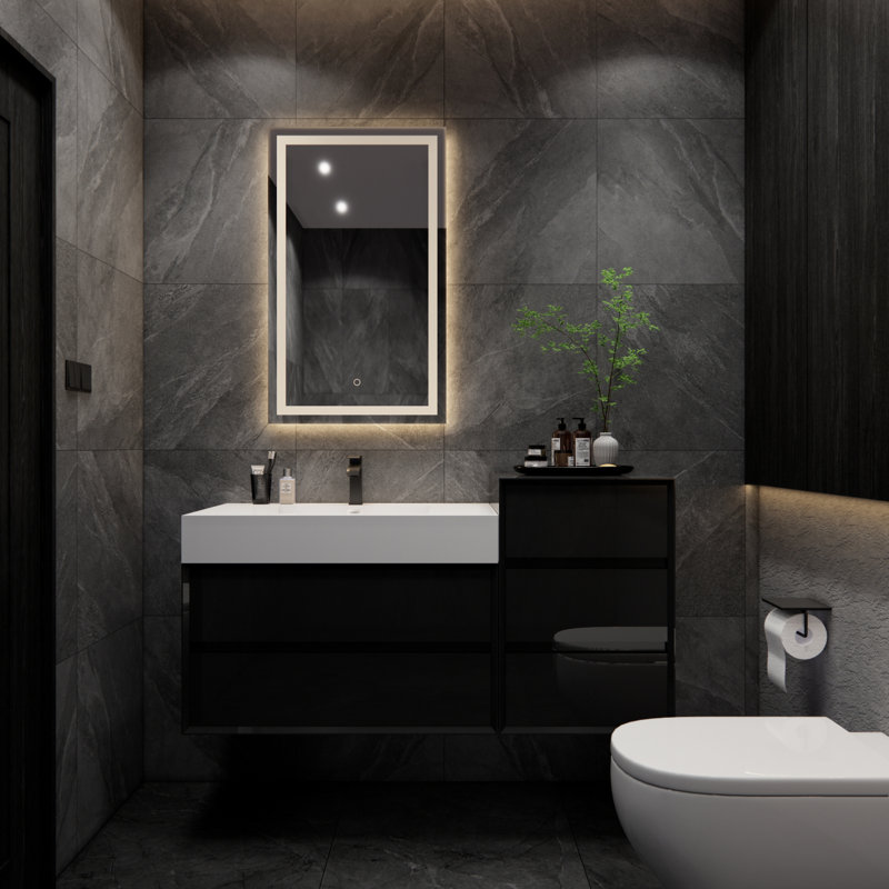 Albizu 43" Wall-Mounted Single Bathroom Vanity, Black