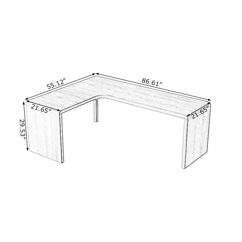 GI791852923274&Size Modular L-Shaped Solid Wood Solid Wood Writing Desk, Left Hand Facing, 29.53" H x 86.61" W x 55.12" D