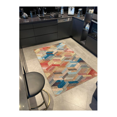 Multi Color Mixed Geometric Pattern Creative Modern Decorative Machine Washable Area Rug