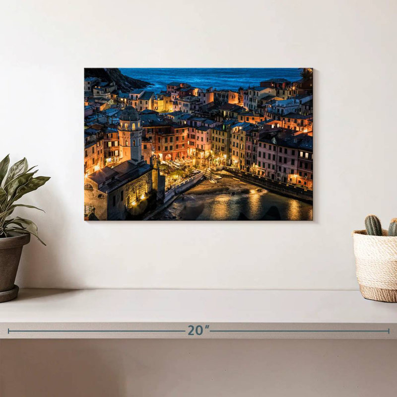 Kavia Vernazza In The Cinque Terre After Dark, 8" H x 12" W