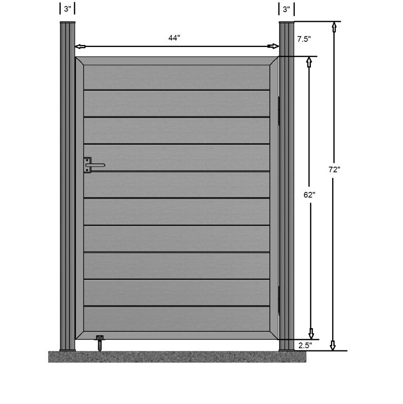 Portail en composite H 62 po x l 44 po, Gris foncé
