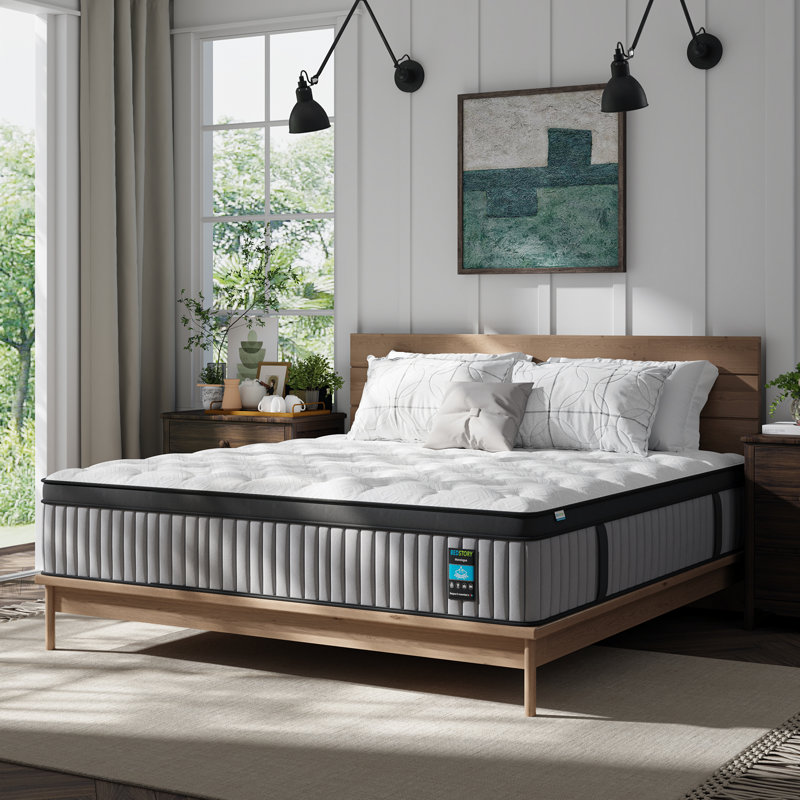 Bedstory 12"/14" Premium Medium Firm Cooling Gel Mattress with Reinforced Edge Support, Pressure Relieving Pocket Springs and Gel Memory Foam, CertiPUR-US® & OEKO-TEX® Certified