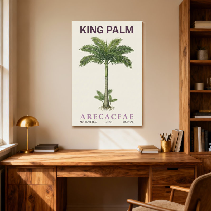 Plantes et fleurs - Illustration de palmier royal - motif d'arbre tropical, H 36 po x l 24 po