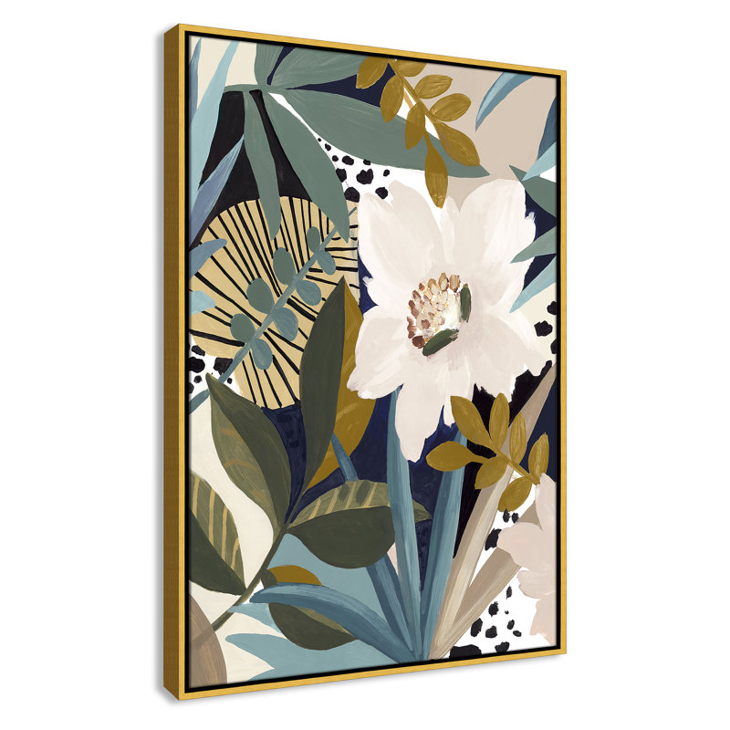 «Floral Symphony I Print» par Eva Watts, H 37,5 po x l 25,5 po, Or