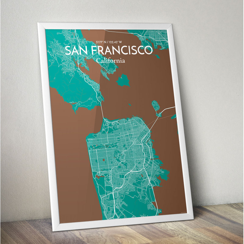 San Francisco City Map - No Frame Print, 91.4cm H x 61cm W x 0.13cm D