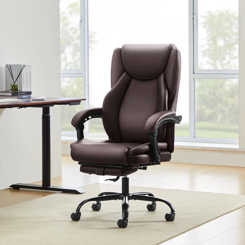 Ergonomic Executive Chair with Footrest, Brown