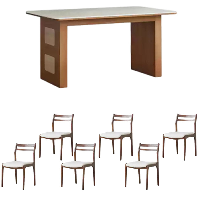 Medieval-style sintered stone dining table set, 29.92" H x 70.87" L x 31.5" W