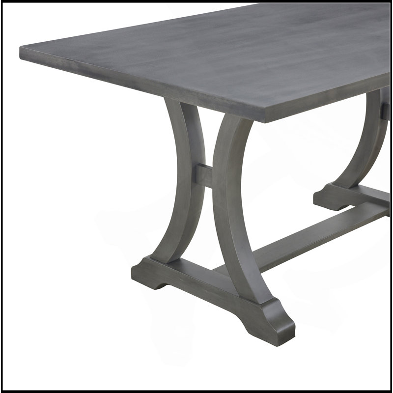 Ensemble de table de salle à manger 6 pièces, table à tréteaux rectangulaire, 4 chaises rembourrées et banc pour la salle à manger