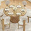 Table de salle à manger de 43 po pour 4 personnes, petite table de salle à manger avec plateau en bois et base en métal robuste, table de salle à manger ronde moderne pour salle à manger, assemblage facile-1534276477