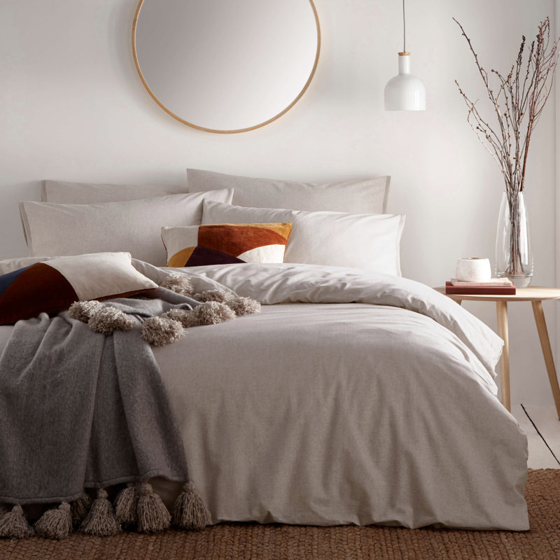 Felizio Solid Colour Duvet Cover Set with Pillowcases, Kingsize