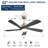 52 Inch Modern Ceiling Fan With Dimmable Led Light 5 Solid Wood Blades Remote Control Reversible Dc Motor With Smart App Control