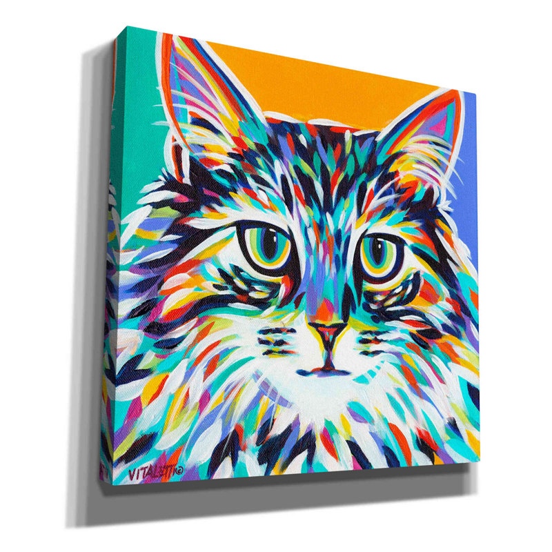 «Dramatic Cats I» par - Impression sur toile tendue, H 18 po x l 18 po x P 0,75 po
