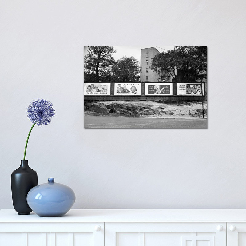 1940s-1945 Wartime Billboards For Cigars Beer Coca Cola All Promoting War Bonds Burnside Avenue In The Bronx New York - Wrapped Canvas Print