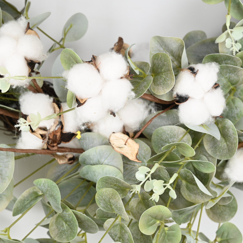 Eucalyptus Cotton 26" Fall Harvest Front Door Wreath