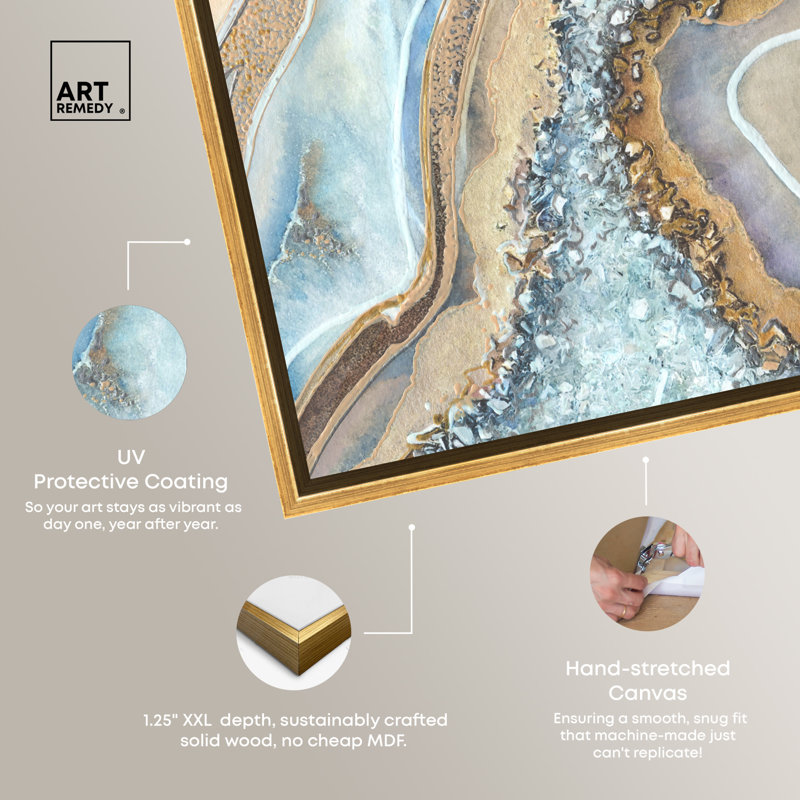 Luxurious Gold Framed Abstract Geode Canvas Wall Art, 16 x 11
