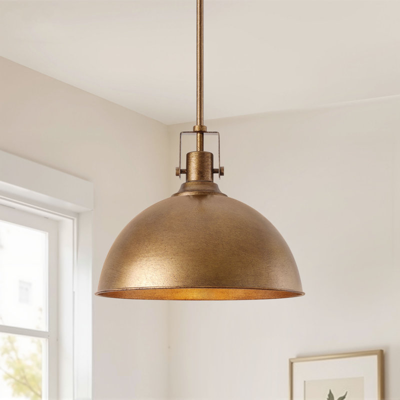Luminaire suspendu pour îlot de cuisine à 1 dôme à 1 lumière Lysander, H 53 po x l 13 po x P 13 po, Bronze Antique