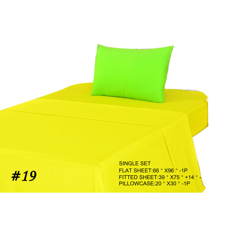 Cotton Jersey Knit Sheet Set, King Sheet Set + Fitted Sheet + 2 Pillowcases, Yellow/Green