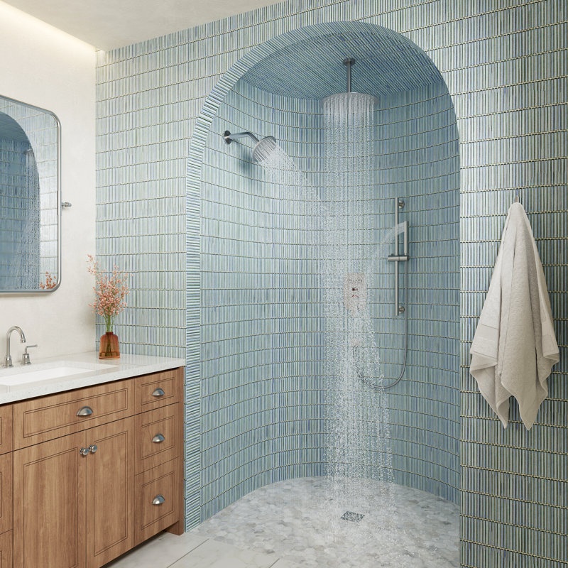 Système de douche à double affichage de la température avec pomme de douche coulissante 2 en 1 Rainfall Symphony