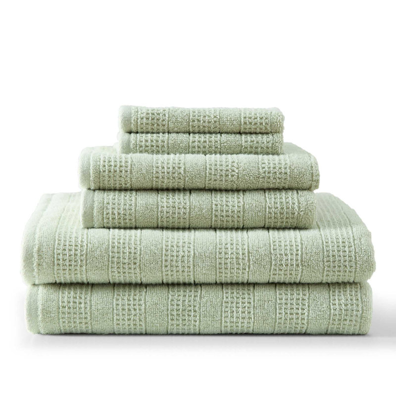 Martha Stewart Bedford Cottage Solid Cotton 6 Piece Towel Set, Green