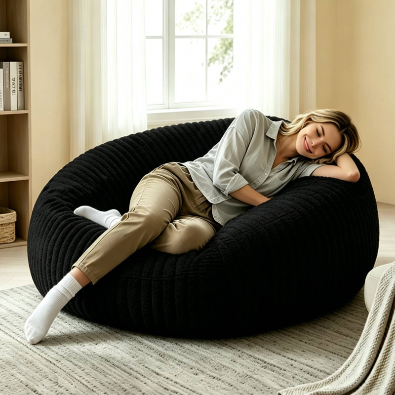 6 Foot Giant Bean Bag Chair with Removable Cover,Memory Foam Filled Plush Bean Bag Lounger for Lounging, Reading,Gaming,Compressed Packaging 