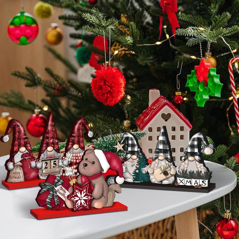 Enseignes de Noël en bois - Bois naturel - Style campagnard rustique, gnome, camion et ours