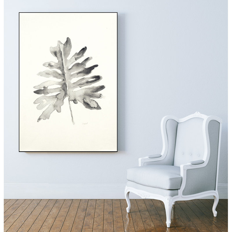 «Black and White Palm II» par Patti Mann - reproduction à cadre flottant, H 14 po x l 11 po x p 2 po