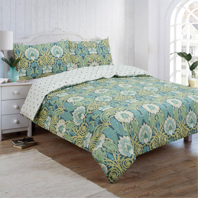 Loda Cotton Blend, Polyester Damask Duvet Cover Set with Pillowcases